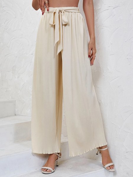 

Loose Plain Casual Pants, Apricot, Pants