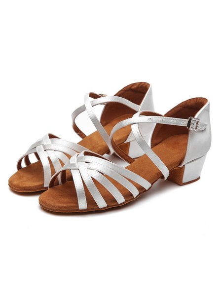 

Soft Comfort Strip Block Heel Dance Sandals, White, Sandals