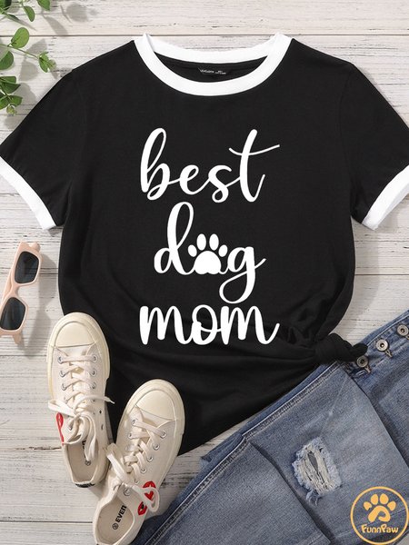 

Lilicloth X Funnpaw Women's Best Dog Mom Pet Matching T-Shirt, Black, T-shirts