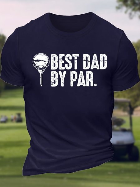 

Men's Best Dad By Par Funny Golf Graphic Printing Cotton Casual Text Letters Loose T-Shirt, Purplish blue, T-shirts