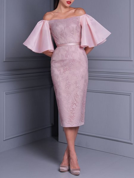 

Lace Regular Fit Elegant Wedding Guest Dress, Pink, Wedding Guest Dresses