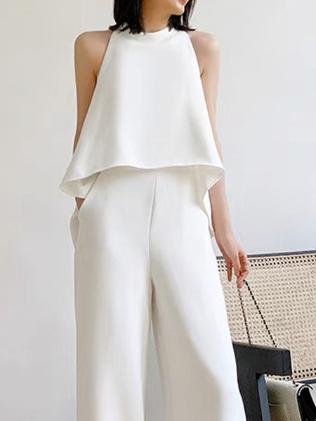

Urban Loose Plain Sleeveless Shirt, White, Blouses and Shirts