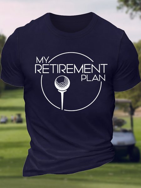 

Men's My Retirement Plan Funny Golf Graphic Printing Cotton Casual Text Letters T-Shirt, Purplish blue, T-shirts