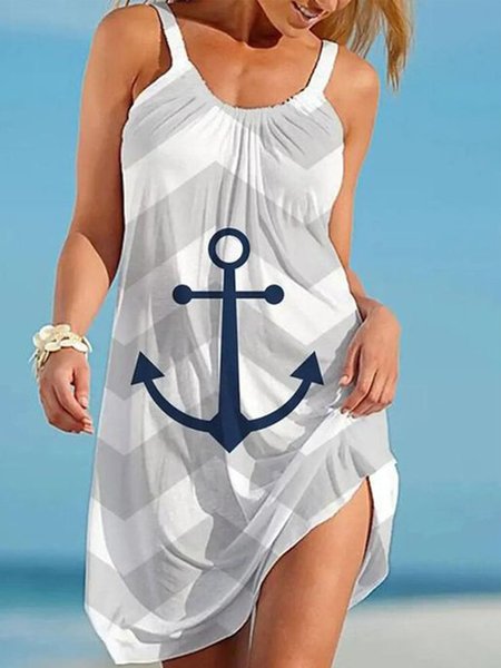 

Vacation Striped Jersey Dress, As picture, Dresses