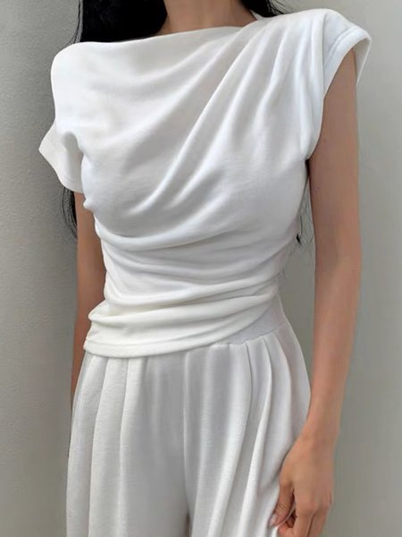 

Plain Regular Fit Elegant T-Shirt, White, Tees