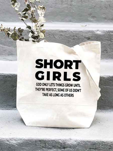 

Women's Short Girl Funny Graphic Printing Text Letters Shopping Tote, White, Bags