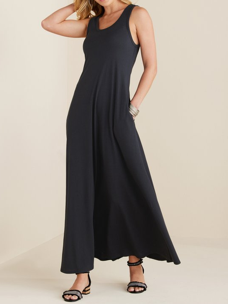 

Plain Casual Crew Neck Dress, Black, Dresses