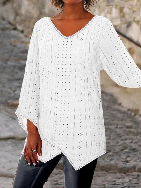 

Casual V Neck Loose Shirt, White, Shirts & Blouses
