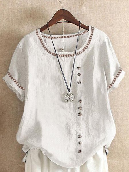

Cotton And Linen Casual Shirt, White, Shirts & Blouses