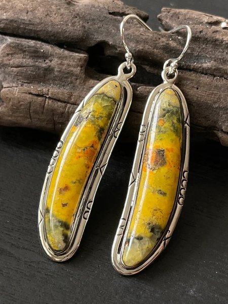 

Natural Yellow Rocks Dangle Earrings Vintage Everyday Jewelry, Earrings