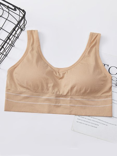 

Comfort Push Up Seamless Wireless Back Button Sports Bra, Nude, Crop Bras