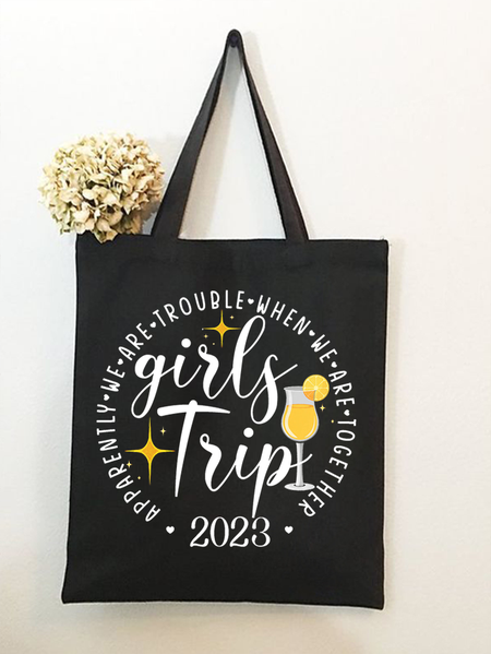 

Women’s Girls Trip Apparently We Are Trouble When We Are Together Shopping Tote, Black, Bags
