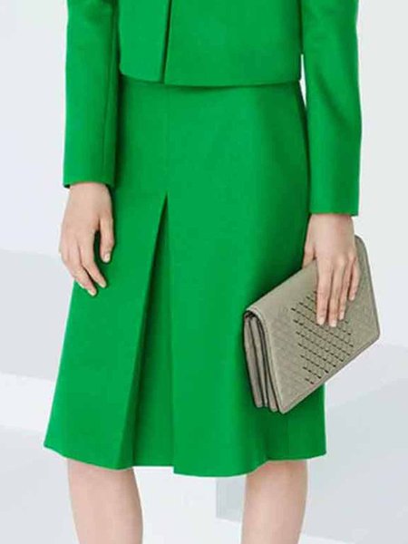 

Urban Simple Regular Fit Plain Skirt, Green, Skirts