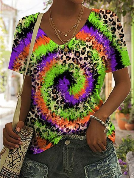 

Ombre V Neck Casual T-Shirt, Green, T-Shirts