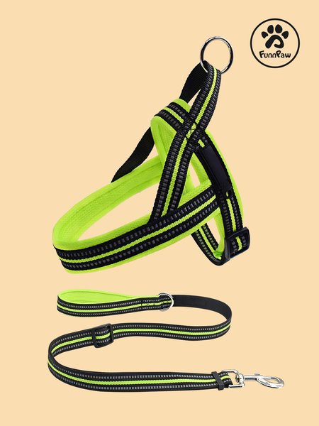 

Lilicloth X Funnpaw Reflective Vest Style Pet Leash, Black-green, Pet Accessories