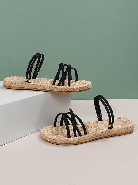 

Vacation Two Way Wear Flat Strappy Slide Sandals, Black, Sandals