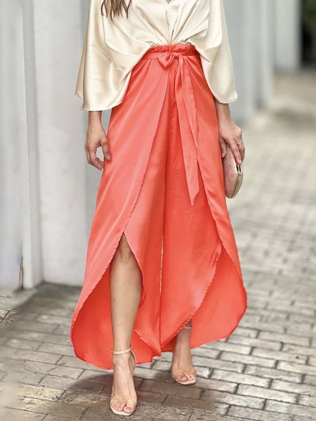 

Daily Plain Elegant Regular Fit Fashion Pants, Orange, Pants