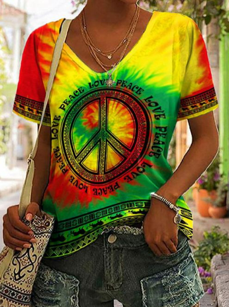 

Casual Ombre Loose T-Shirt, Red, T-Shirts
