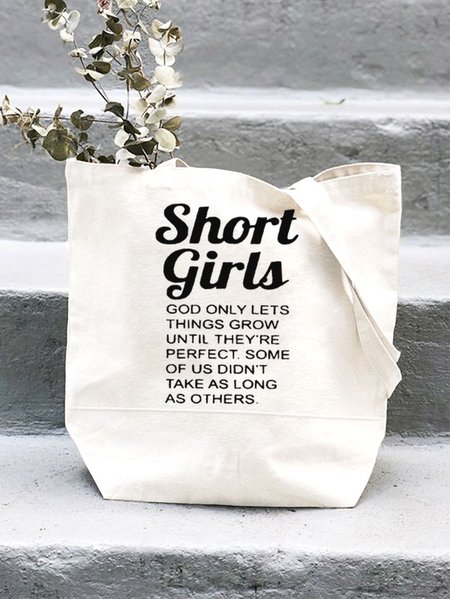 

Women's Funny Short Girl Shopping Tote, White, Bags