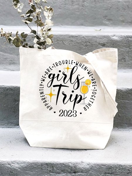 

Women’s Girls Trip Apparently We Are Trouble When We Are Together Shopping Tote, White, Bags