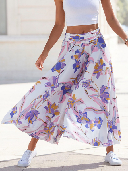 

Floral Casual Loose Pants, Lavender, Pants
