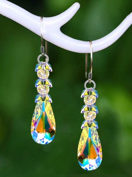 

AB Color Crystal Drop Earrings Daily Casual Jewelry, Multicolor, Earrings