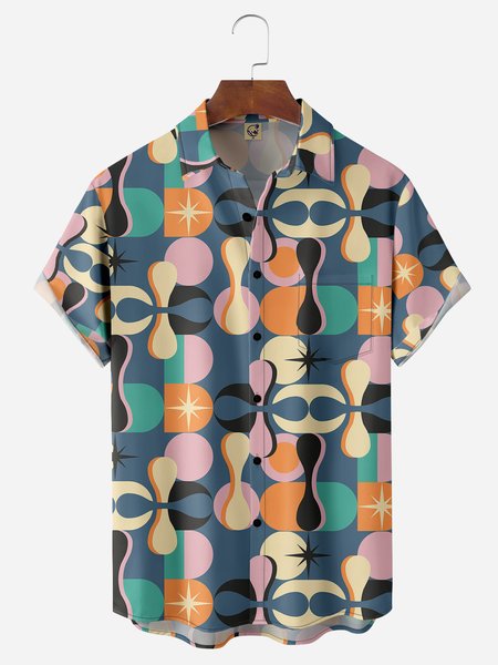 

Mid Century Chest Pocket Short Sleeve Casual Shirt, Green, Men Shirts