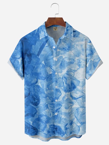 

Gradient Ice Chest Pocket Short Sleeves Casual Shirt, Blue, Men Shirts