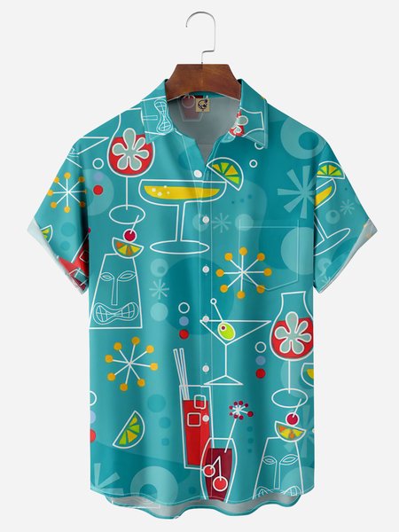 

Mid Century Chest Pocket Short Sleeve Casual Shirt, Green, Men Shirts