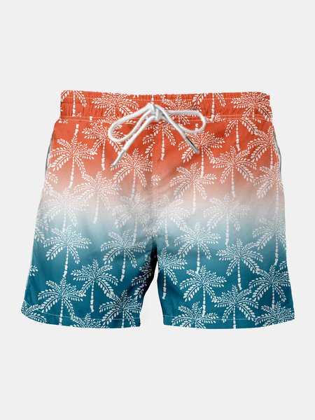 

Coconut Tree Drawstring Beach Shorts, Orange, Men's shorts