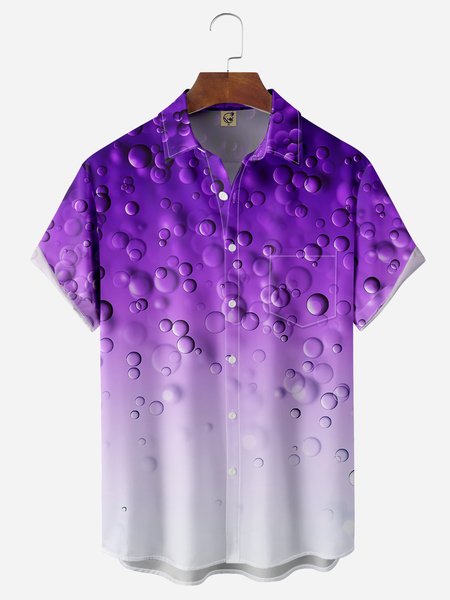 

Geometric Bubble Chest Pocket Short Sleeve Casual Shirt, Purple, Men Shirts