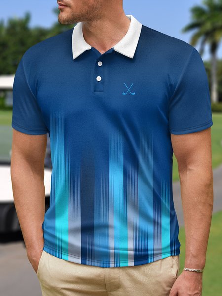 

Ombre Abstract Geometric Button Short Sleeve Golf Polo Shirt, Royal blue, Polo Shirts