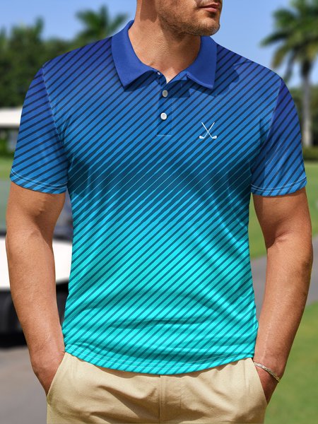 

Ombre Abstract Geometric Button Short Sleeve Golf Polo Shirt, Royal blue, Polo Shirts