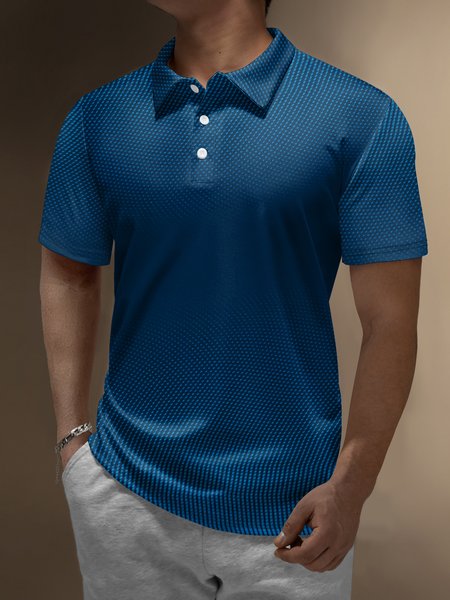

Ombre Polka Dot Button Short Sleeve Polo Shirt, Blue, Polo Shirts