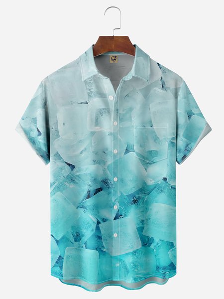 

Ice Cube Chest Pocket Short Sleeve Casual Shirt, Green, Men Shirts