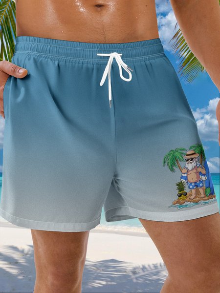 

Gnomes Coconut TreeDrawstring Beach Shorts, Blue, Men's shorts