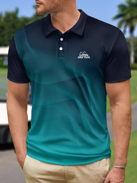 

Ombre Abstract Stripe Button Short Sleeve Golf Polo Shirt, Lake blue, Polo Shirts
