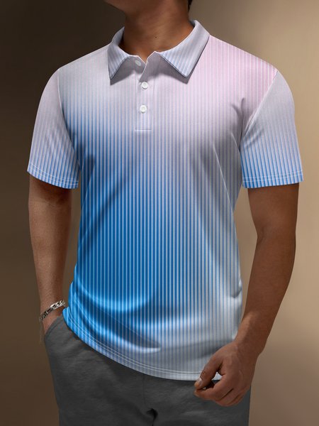 

Ombre Abstract Geometric Button Short Sleeve Polo Shirt, Light blue, Polo Shirts