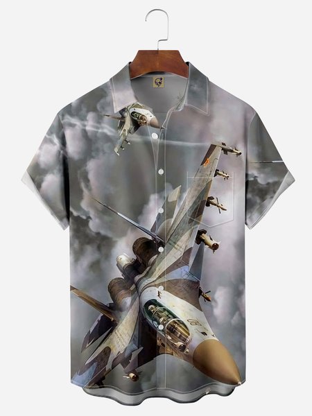 

Veterans Chest Pocket Short Sleeve Casual Shirt, Gray, Men Shirts