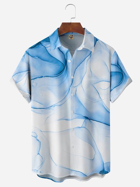 

Artistic Ink Chest Pocket Short Sleeve Casual Shirt, White, Men Shirts