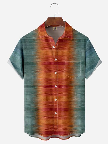 

Texture Chest Pocket Short Sleeve Casual Shirt, Green, Men Shirts