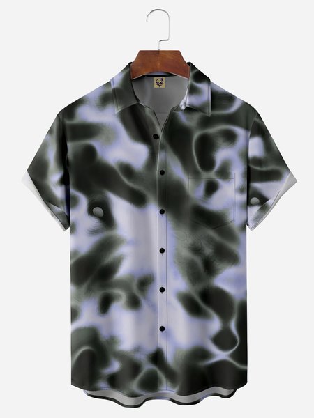 

Artistic Textures Chest Pocket Short Sleeves Casual Shirts, Black, Men Shirts