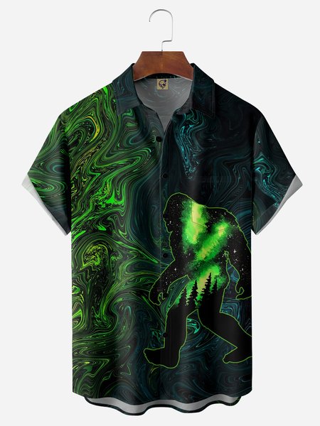 

Apes Chest Pocket Short Sleeve Hawaiian Shirt, Green, Men Shirts