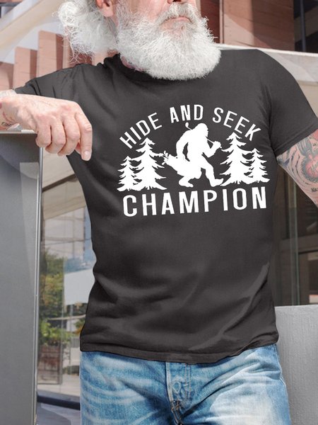

Men’s Hide and Seek Champion Golf Casual Cotton Regular Fit Text Letters T-Shirt, Deep gray, T-shirts