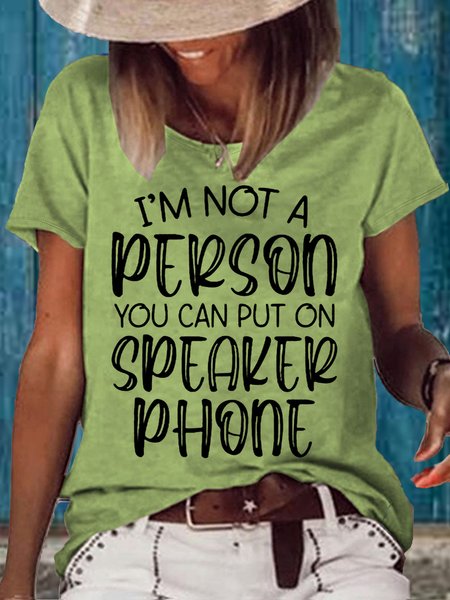 

Women's Funny I'm A Person You Can Put On Letters Casual T-Shirt, Green, T-shirts