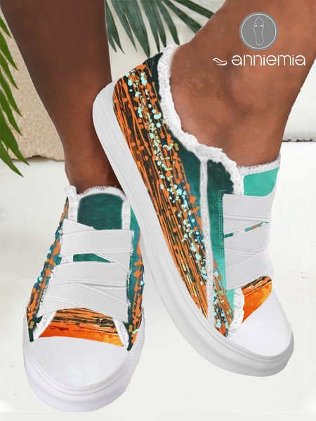 

Comfortable Soft Sole Gradient Print Canvas Shoes, As picture, Sneakers