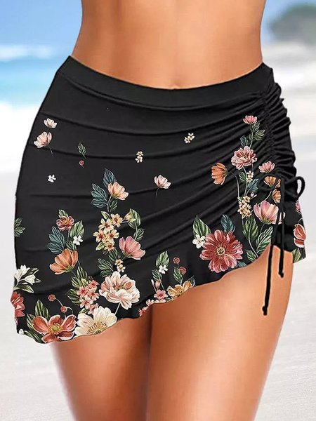

Printing Vacation Floral Bikini Bottom, Black, swimwear>>Bikini Bottoms
