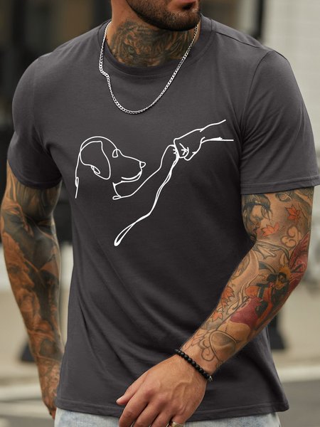 

Men’s Dog Fist Bump Casual Regular Fit T-Shirt, Deep gray, T-Shirts