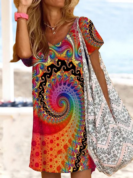 

Loose Ethnic Vintage Dress, Multicolor, Dresses