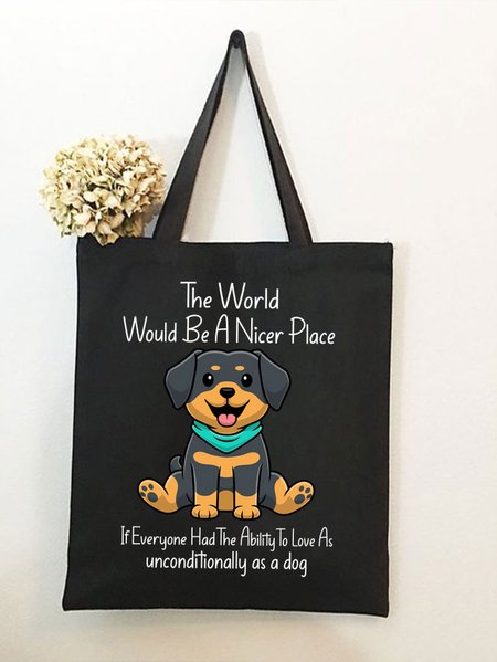 

Lilicloth X Ana The World Would Be A Nicer Place If Everyone Had The Ability To Love As Anconditionally As A Dog Shopping Tote, Black, Bags